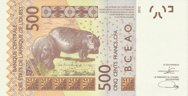 PN119A Ivory Coast W.A.S. A 500 Francs Year 2021